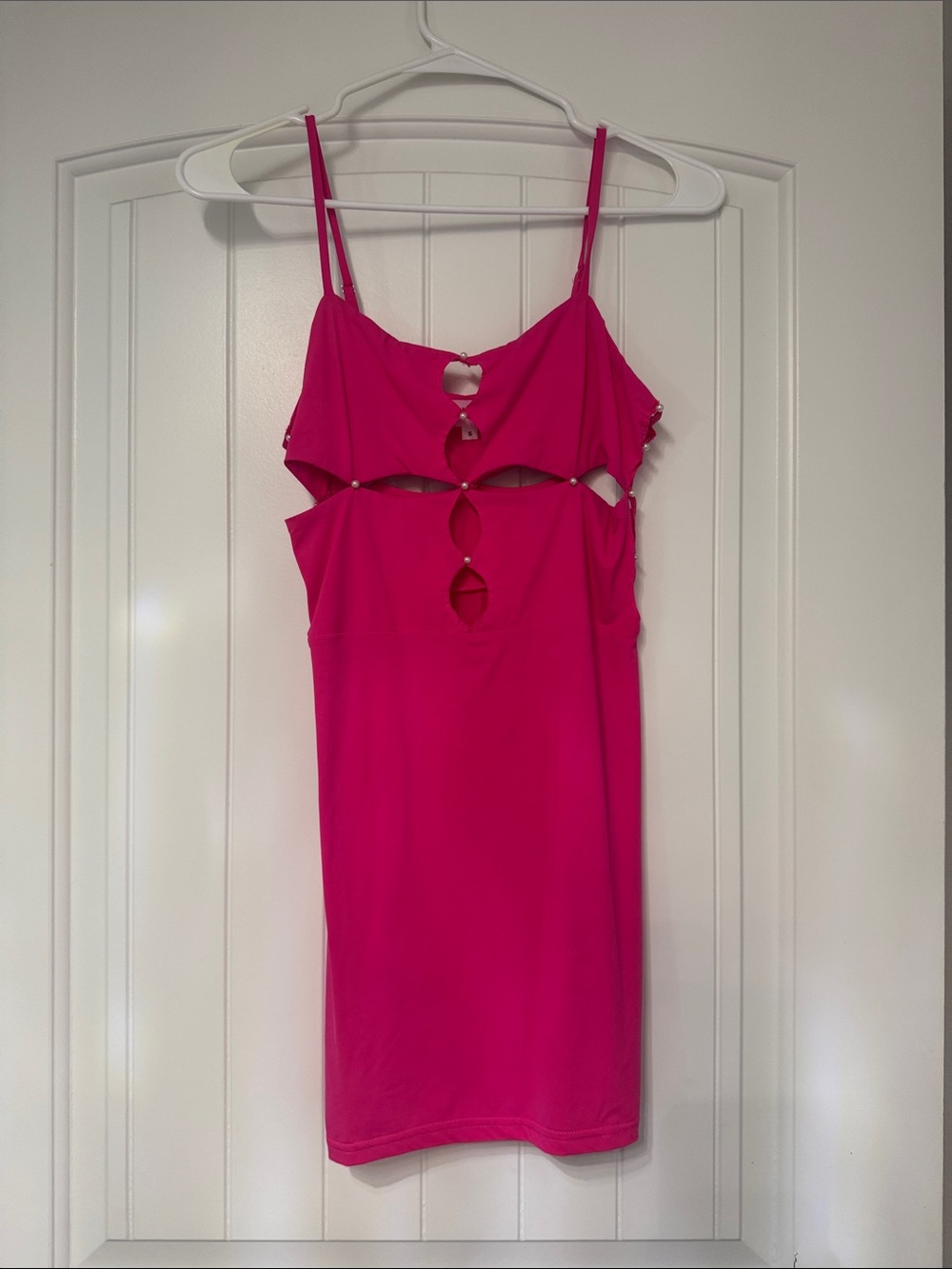 Super Down Hot Pink Cutout Bodycon Dress with Spaghetti Straps